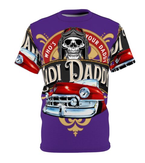Cadi Daddy Logo, Purple Unisex Cut & Sew Tee (AOP)