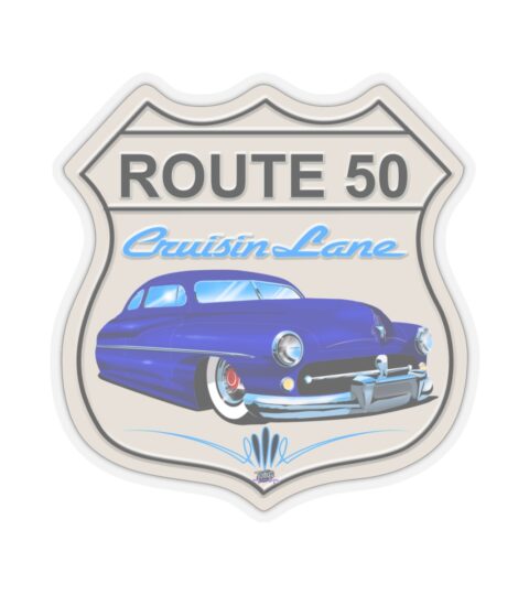 Route 50 Merc -Kiss-Cut Stickers 2″x2: