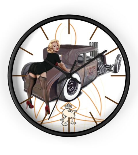 Pinup Rat Rod with Pinstriping -Wall Clock