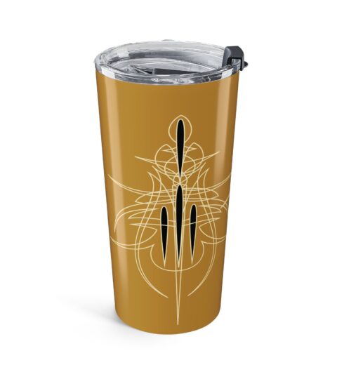20oz Tony Pinstripe Tumbler — Insulated Travel Cup with Abstract Flower Design