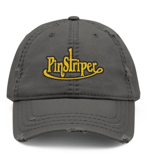 Distressed Embroidered ‘Pinstriper’ Dad Hat — Retro Baseball Cap