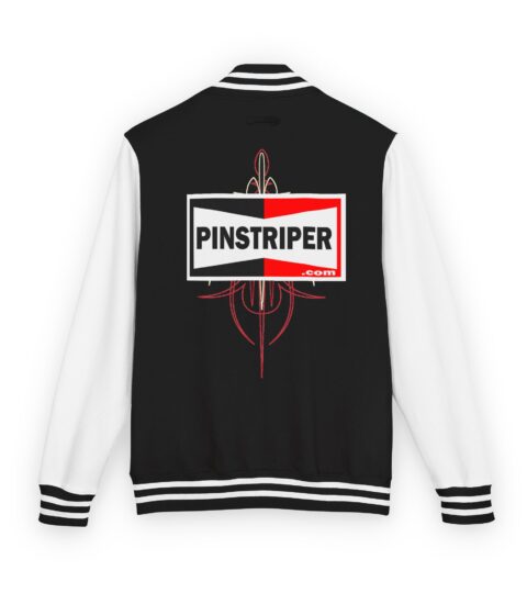 Pinstriper Logo Letterman Jacket — Vintage Pinstripe Patch Varsity Jacket
