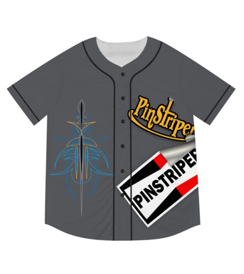 Pinstriped Baseball Jersey — Men’s Vintage Racing Patch Design