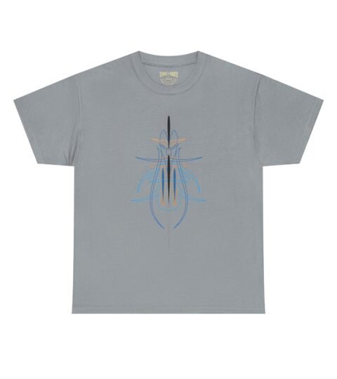 Pinstripe Tattoo-Inspired Tee — Minimal Blue Line Graphic T-Shirt