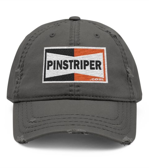 Distressed Embroidered ‘Pinstriper logo’ Dad Hat — Retro Baseball Cap