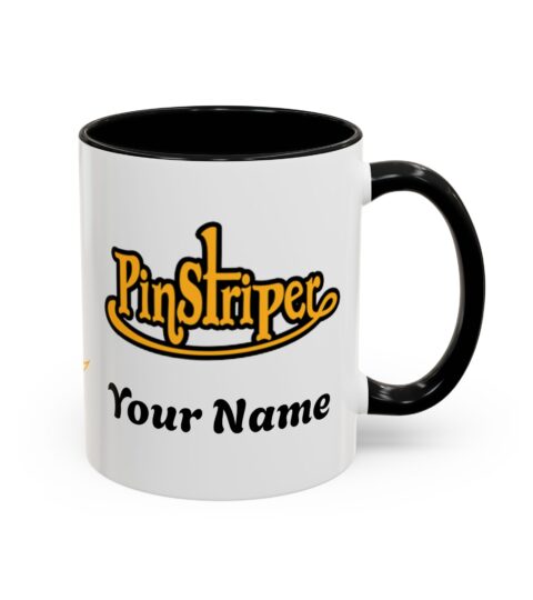 ( add your name)  Pinstriper Personalized Accent Coffee Mug — Custom Name Car Enthusiast Gift (11/15oz)