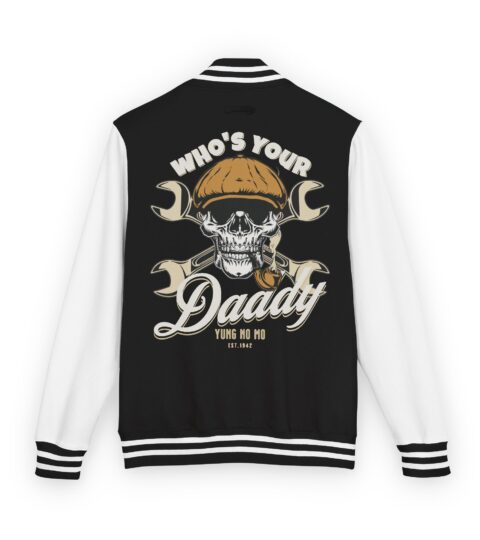 Letterman Jacket — “Who’s Your Daddy” Skull Mechanic Varsity Jacket