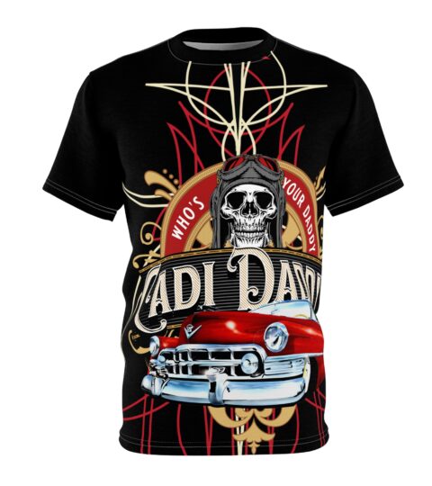 Cadi Daddy Retro Skull pinstriping & Classic Car Tee