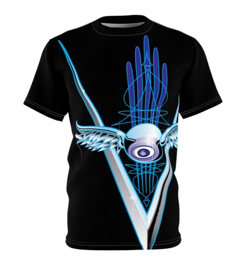 Chrome flying eyeball with pinstriping — Retro Lowrider Car Graphic Tee