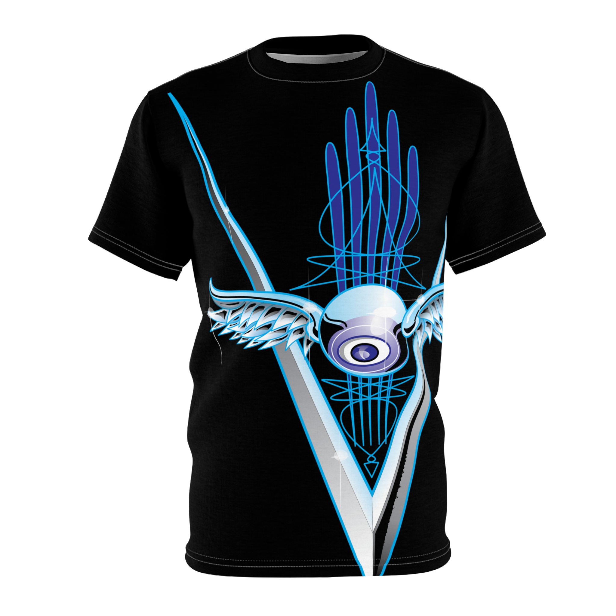 Chrome flying eyeball with pinstriping — Retro Lowrider Car Graphic Tee