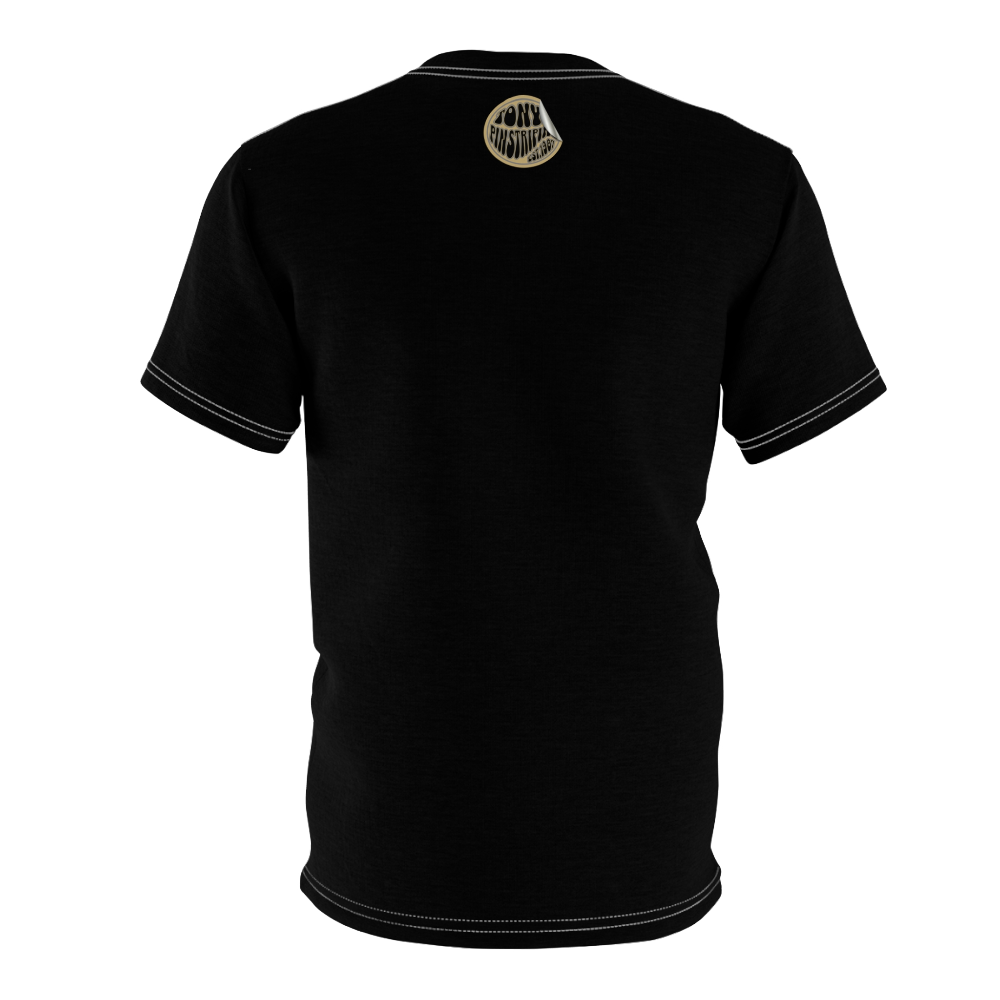 Chrome flying eyeball with pinstriping — Retro Lowrider Car Graphic Tee - Image 3