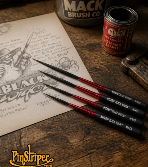 Wizard Black Widow scrolling brush Mac pinstriping brushes Kafka pinstriping brushes von dago pinstriping brushes